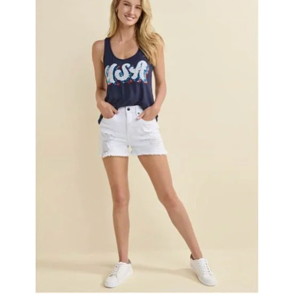 Miss Chievous *USA* sequin Tank Top | Sz Womens M, Navy Blue NEW N1 - Picture 2 of 10